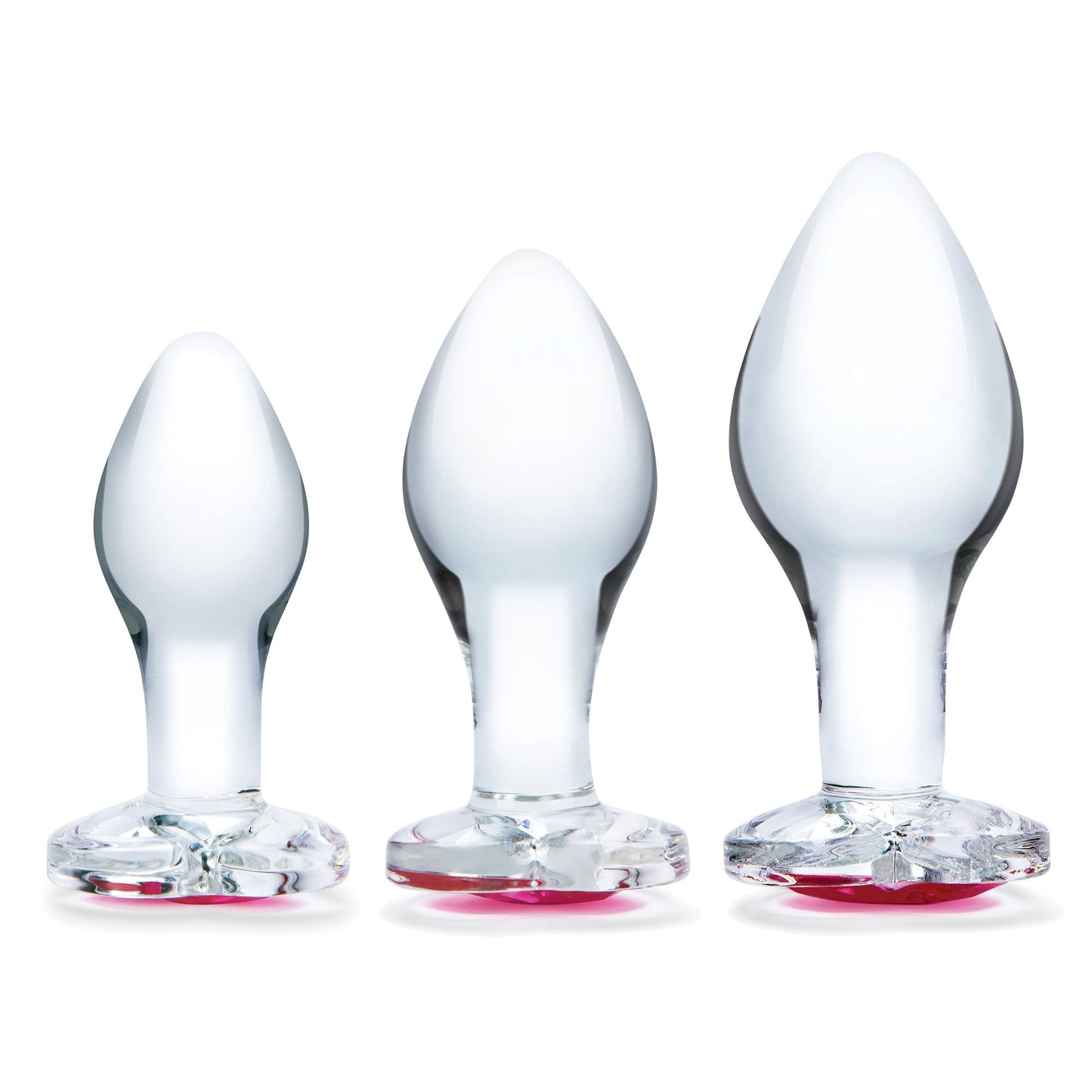 Glas 3 Inch 3.5 Inch 4 Inch 3PC Heart Jewel Clear Glass Anal Training Kit > Glass > Toys - Tophatter Daily Deals