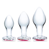 Glas 3 Inch 3.5 Inch 4 Inch 3PC Heart Jewel Clear Glass Anal Training Kit > Glass > Toys - Tophatter Daily Deals