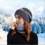 2-Piece Set: Ribbed Knit Beanie and Neck Scarf Gray Hats - Tophatter Daily Deals
