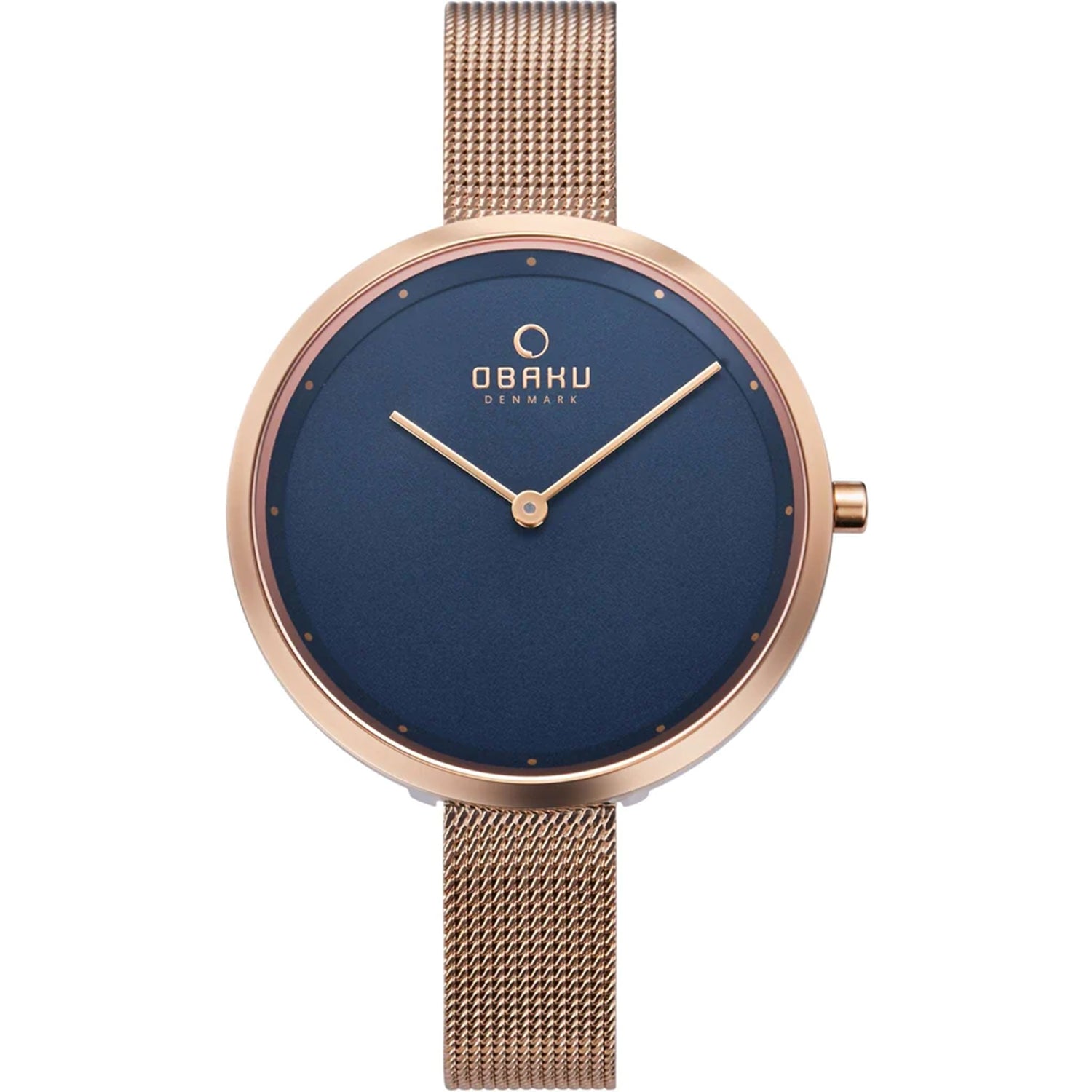 Obaku Women's Classic Blue Dial Watch - V227LXVLMV Rose Gold Watches - Tophatter Daily Deals