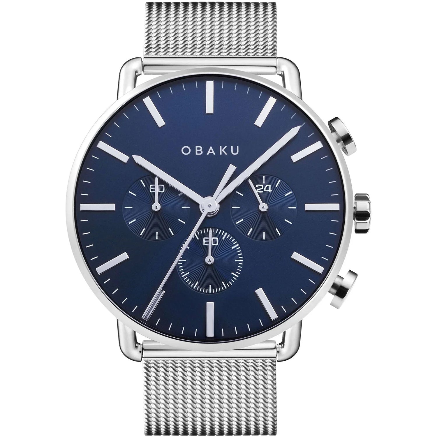 Obaku Men's Classic Blue Dial Watch - V232GCCLMC Silver Watches - Tophatter Daily Deals