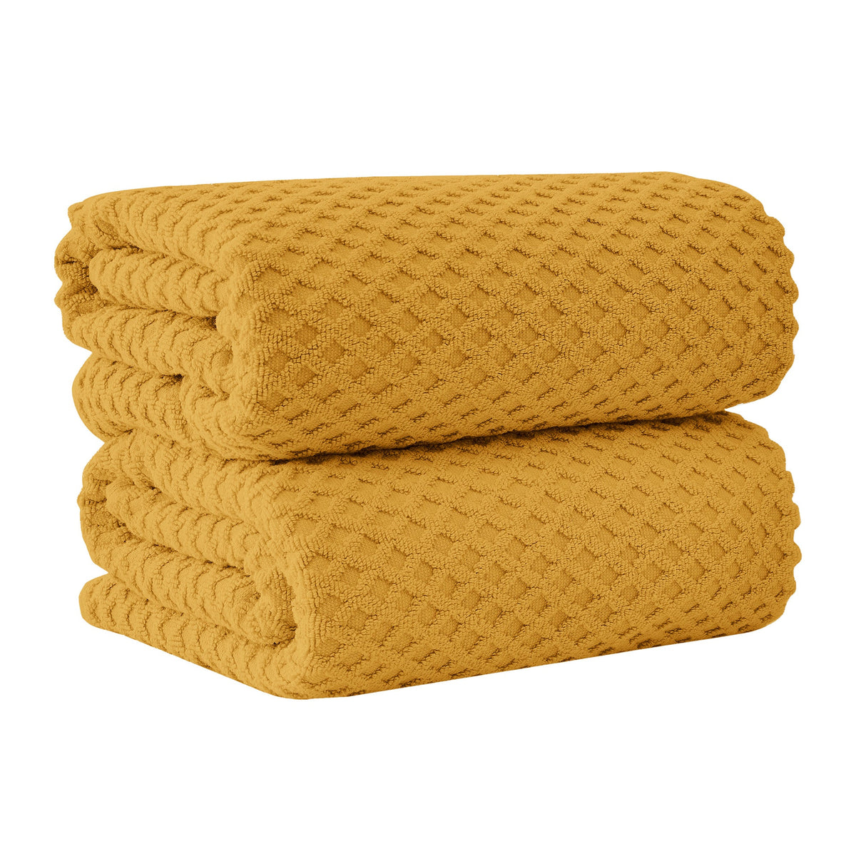 Cotton Diamond Waffle Weave Bath Towel Set - Grayson Collection Bath Sheet (Pack of 2) Marigold Bath - Tophatter Daily Deals