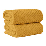 Cotton Diamond Waffle Weave Bath Towel Set - Grayson Collection Bath Sheet (Pack of 2) Marigold Bath - Tophatter Daily Deals