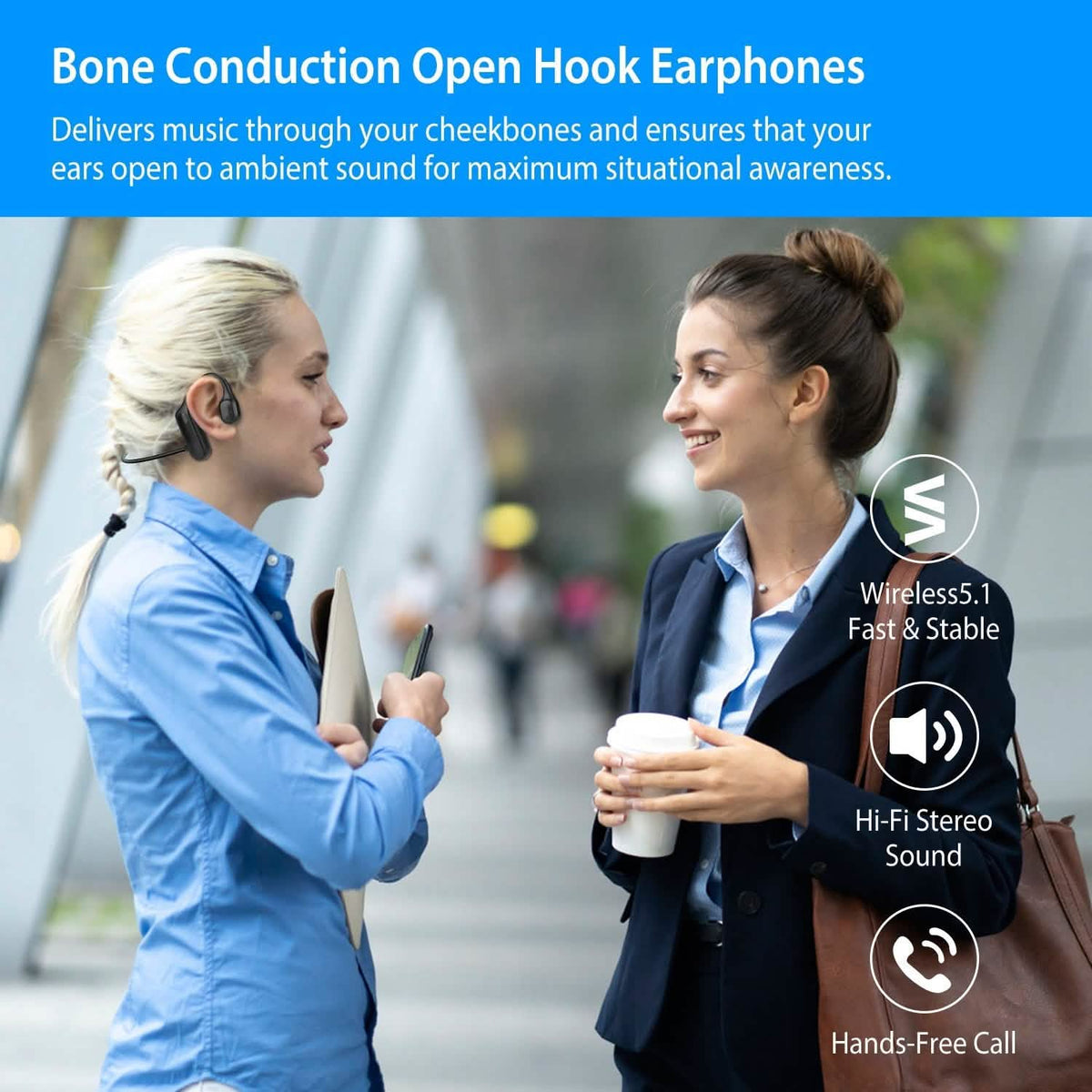 V5.1 Wireless Bone Conduction Headphone Headphones - Tophatter Daily Deals