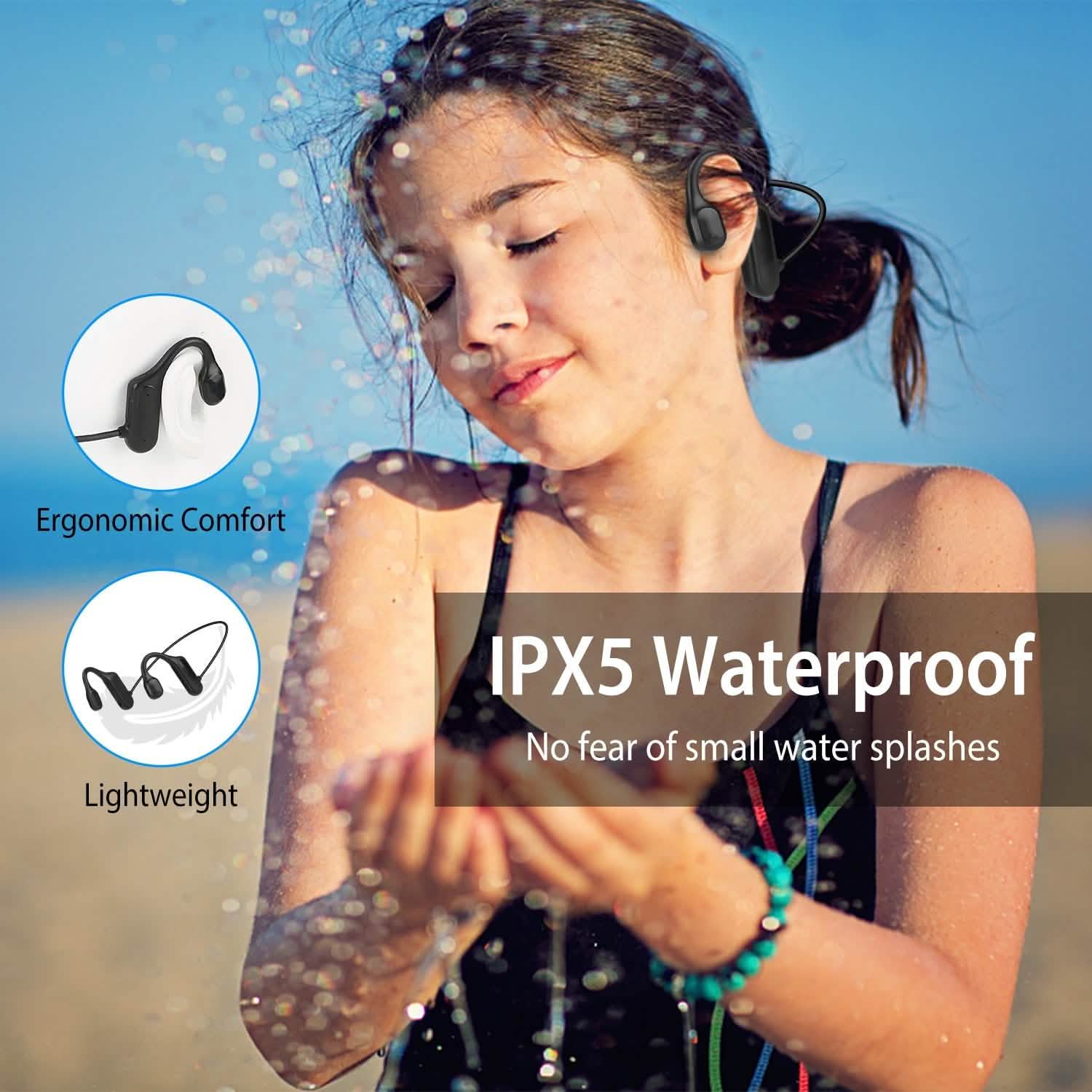 V5.1 Wireless Bone Conduction Headphone Headphones - Tophatter Daily Deals