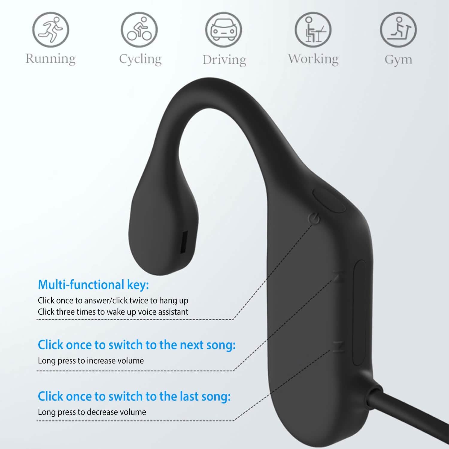 V5.1 Wireless Bone Conduction Headphone Headphones - Tophatter Daily Deals