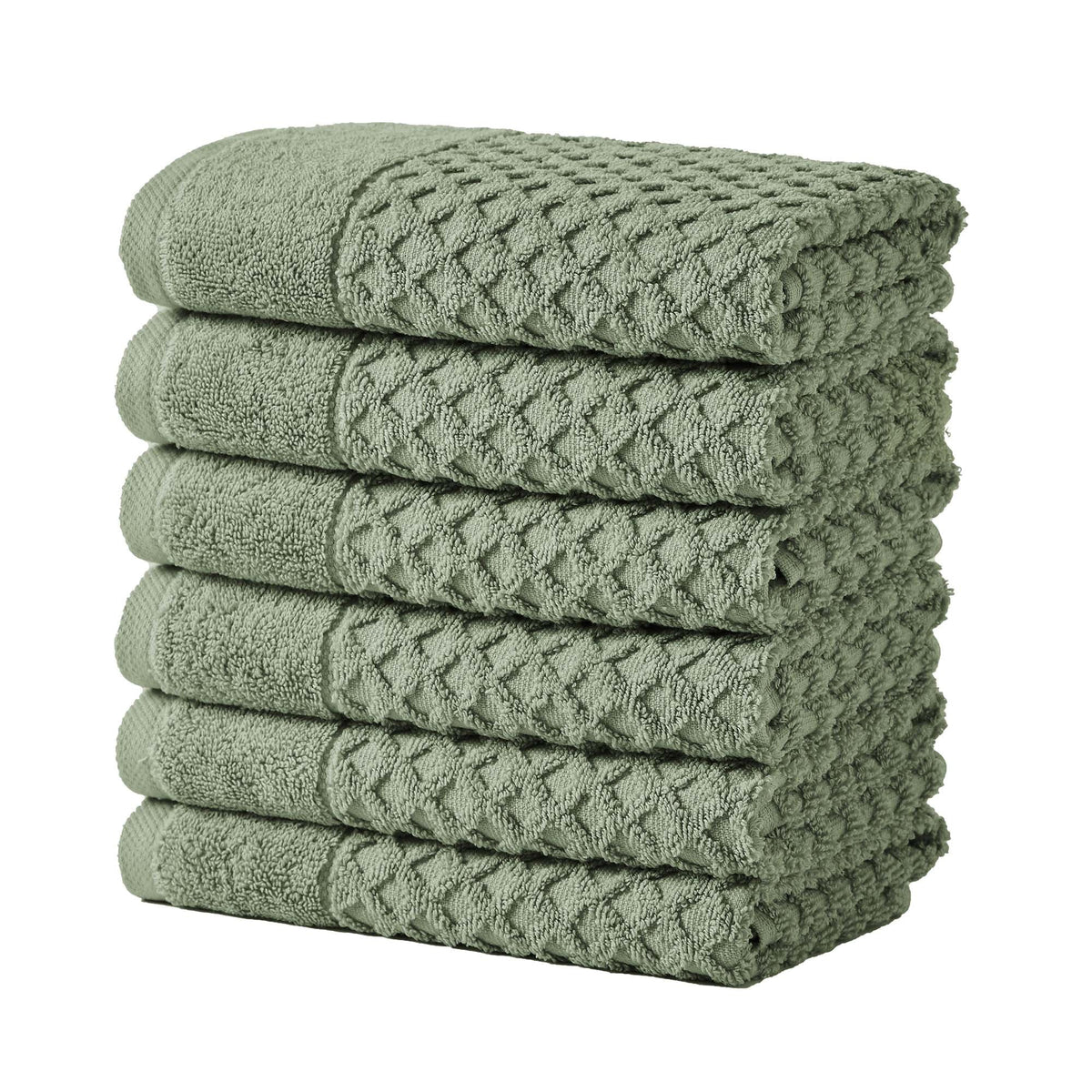 Cotton Diamond Waffle Weave Bath Towel Set - Grayson Collection Hand Towel (Pack of 6) Eucalyptus Bath - Tophatter Daily Deals