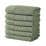 Cotton Diamond Waffle Weave Bath Towel Set - Grayson Collection Hand Towel (Pack of 6) Eucalyptus Bath - Tophatter Daily Deals