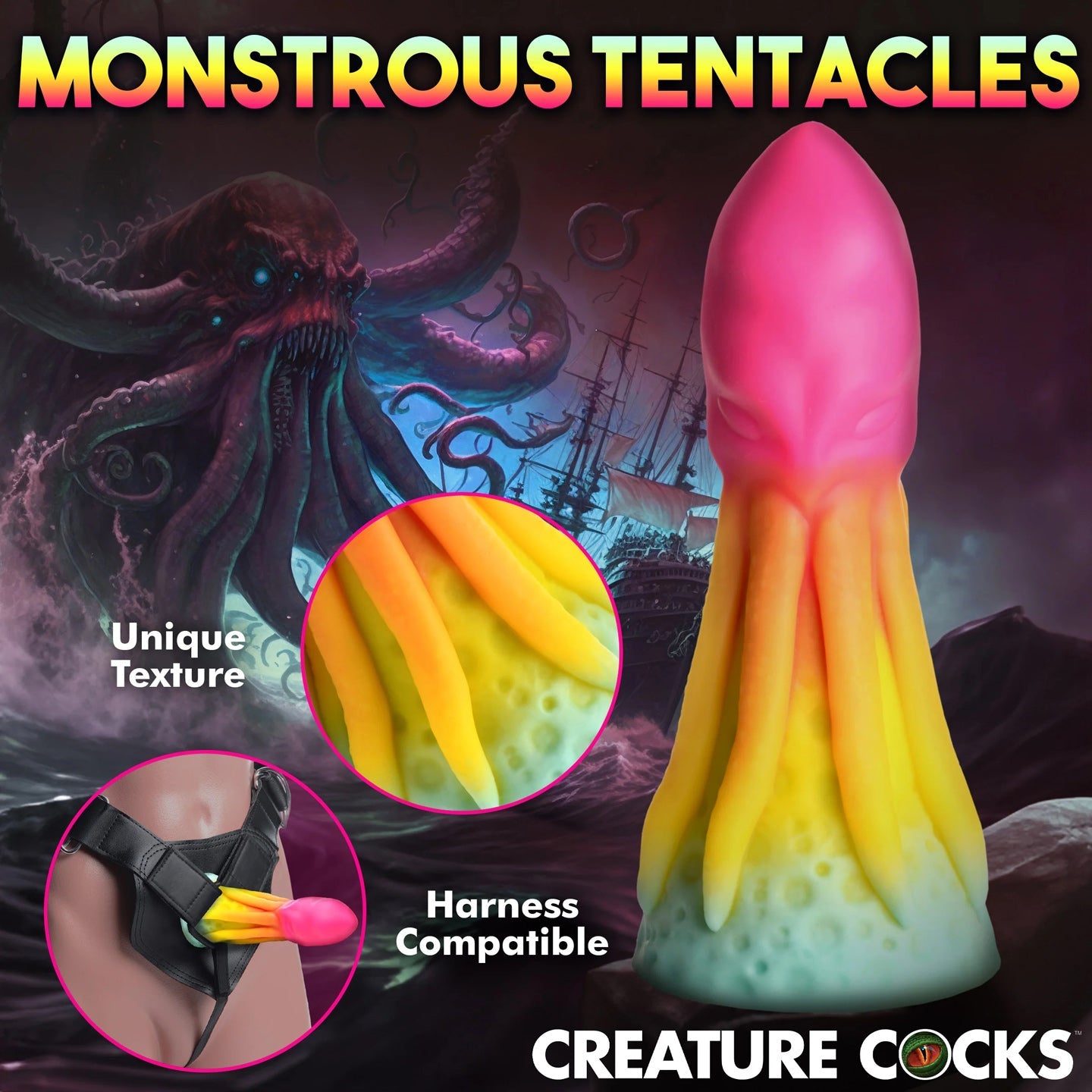 Creature Cocks King Kraken (Rainbow) Silicone Dildo 8.1 Inches – Premium Flexible Dildo > Dildos > Fantasy - Tophatter Daily Deals