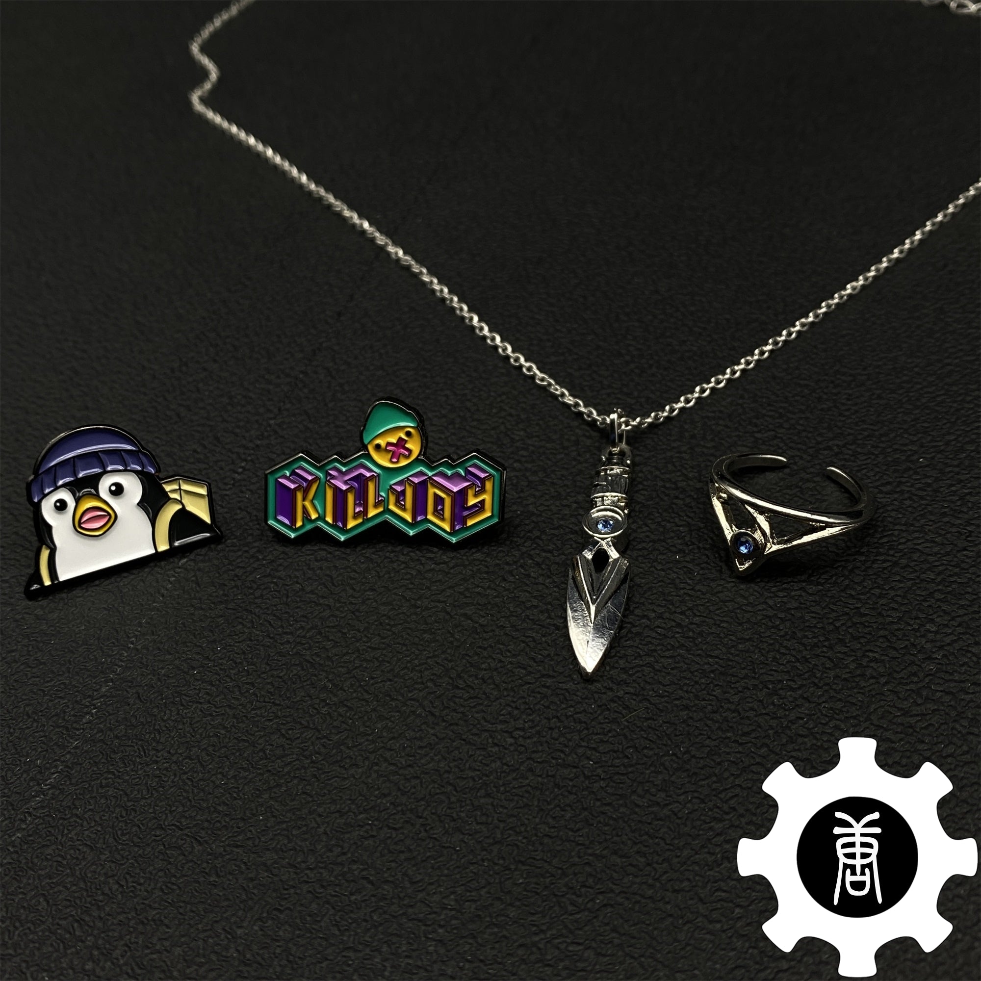 Jett Kunai Necklace Sage Ring Surprised Penguin Spray Killjoy Spray Pin Cool Gift 4 In 1 Pack - Tophatter Daily Deals