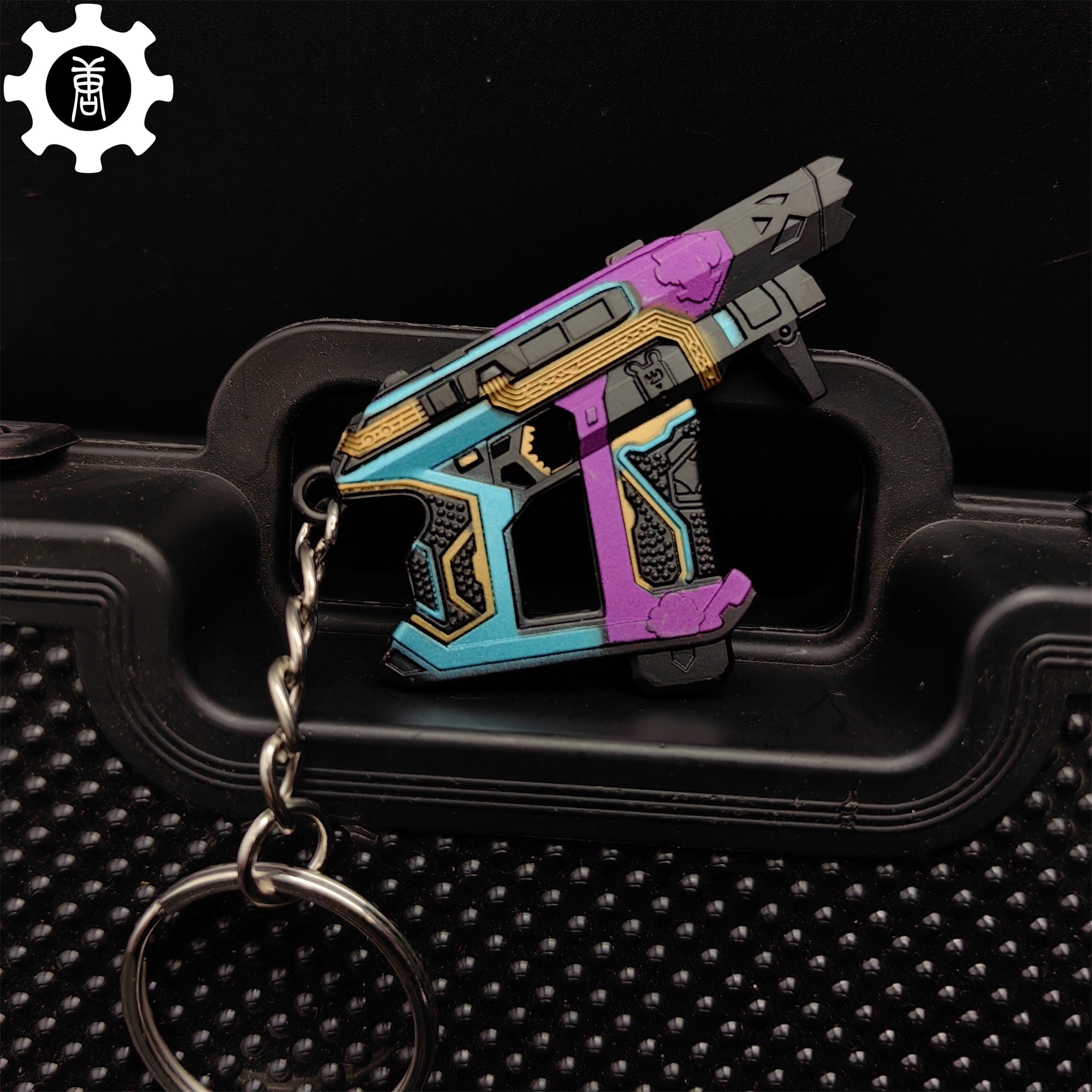 Small Glitchpop Frenzy Gun Metal Keychain - Tophatter Daily Deals