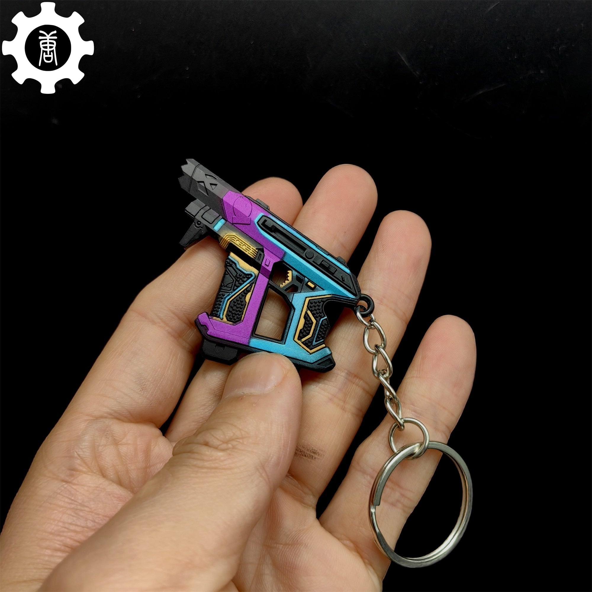 Small Glitchpop Frenzy Gun Metal Keychain - Tophatter Daily Deals