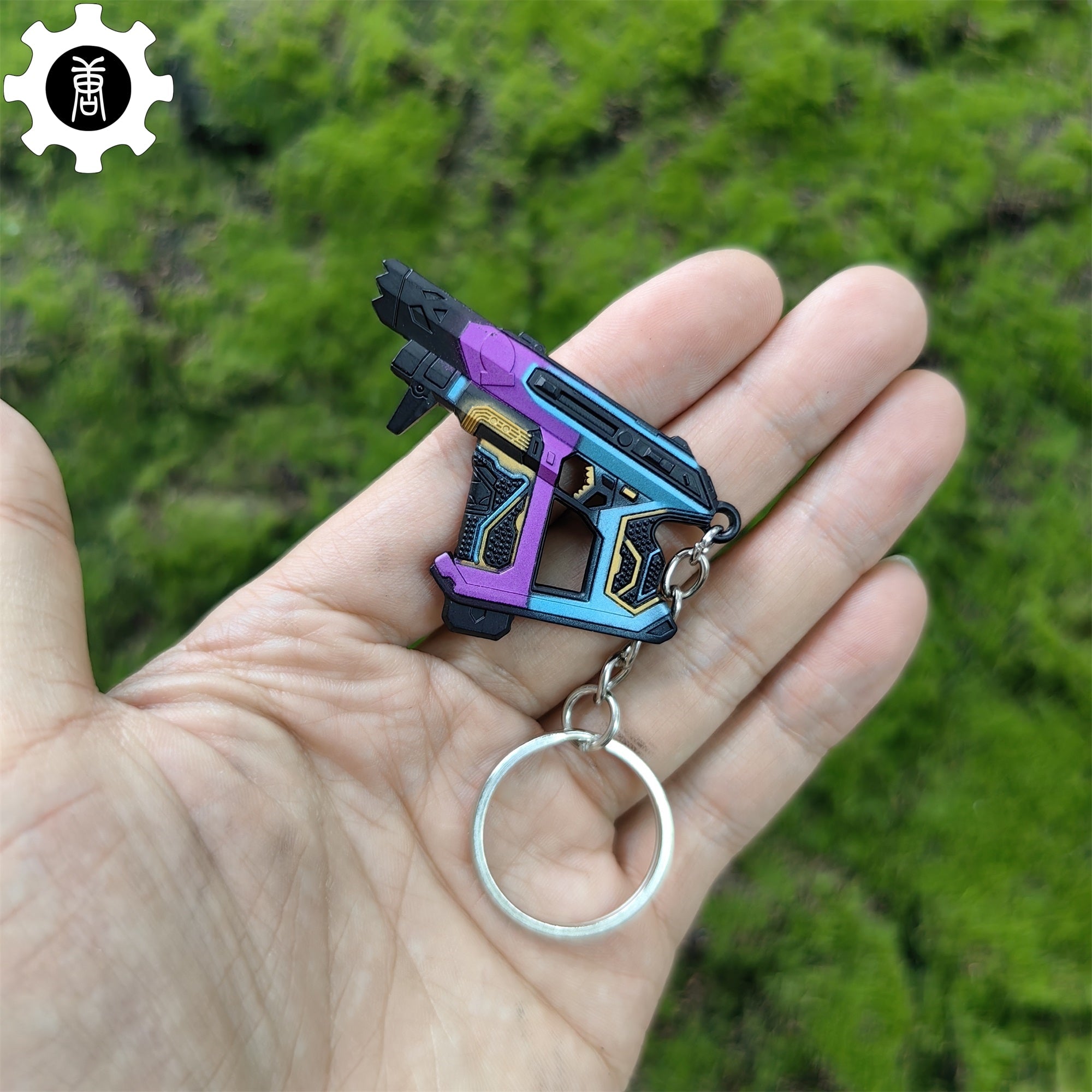 Small Glitchpop Frenzy Gun Metal Keychain Keychain - Tophatter Daily Deals