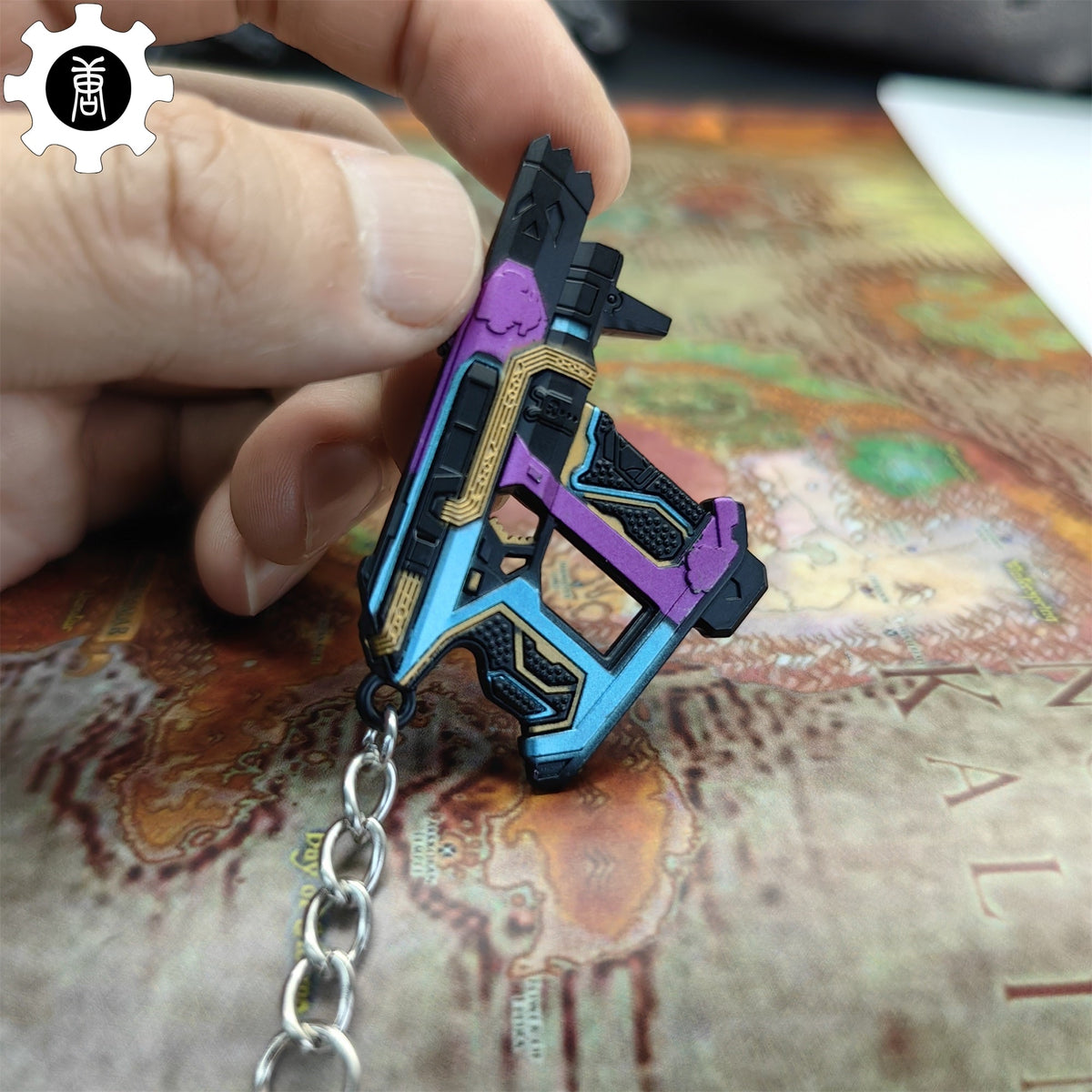Small Glitchpop Frenzy Gun Metal Keychain - Tophatter Daily Deals