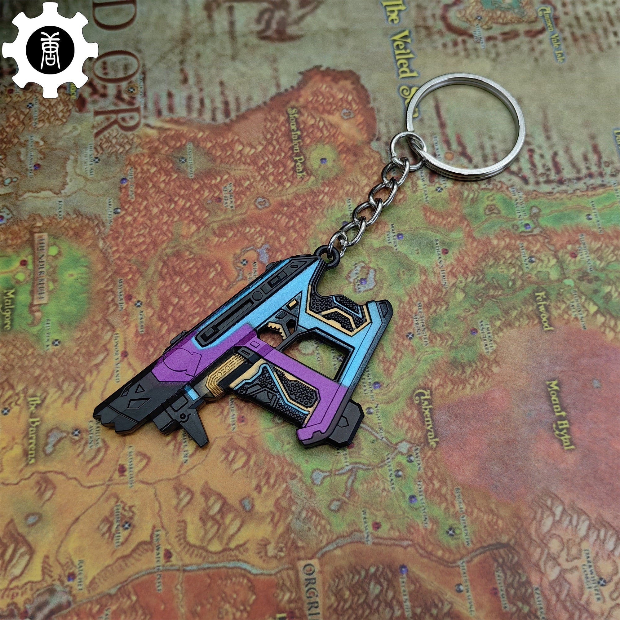 Small Glitchpop Frenzy Gun Metal Keychain - Tophatter Daily Deals