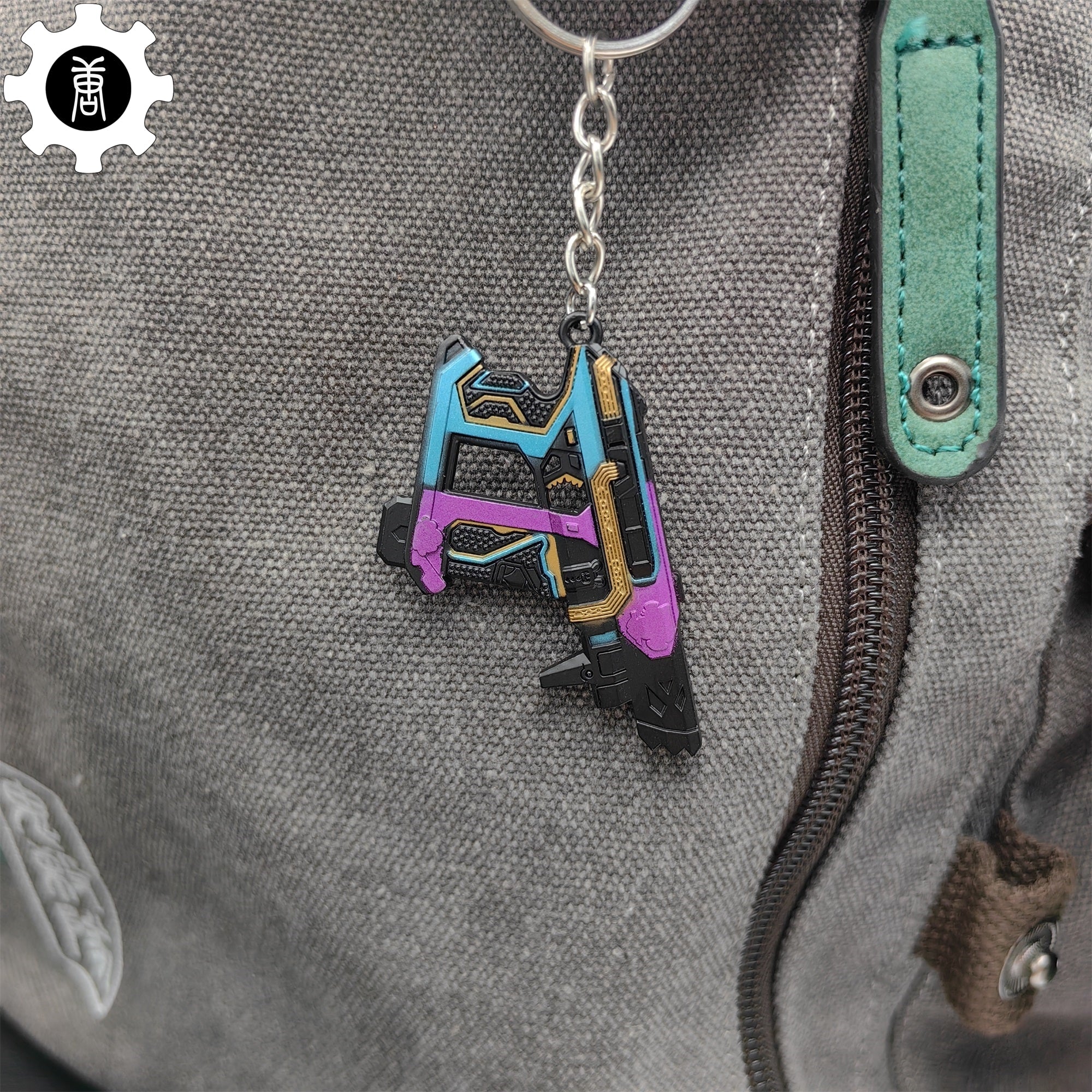 Small Glitchpop Frenzy Gun Metal Keychain - Tophatter Daily Deals