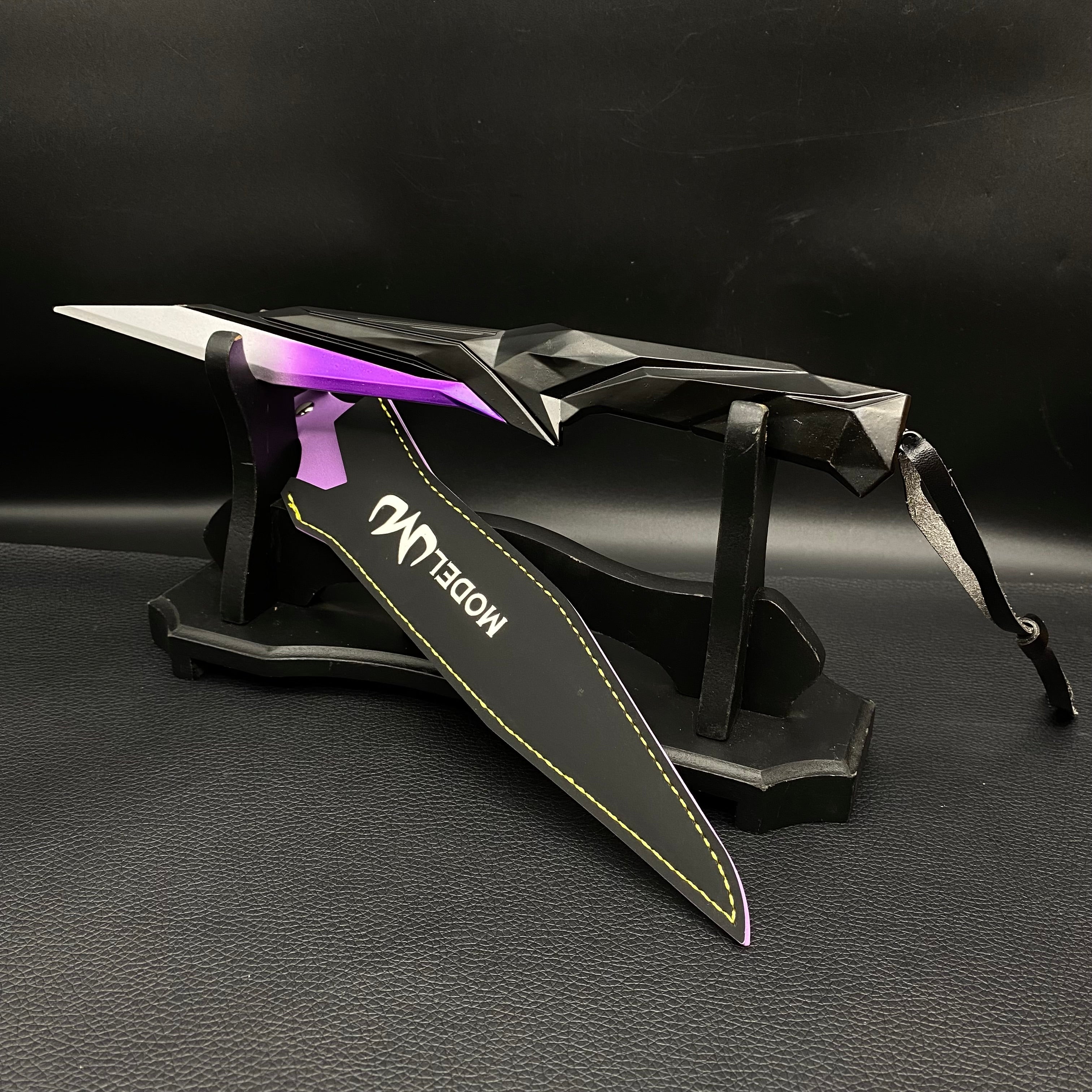 28CM Metal Singularity Knife Purple Replica With Stand B - Tophatter Daily Deals