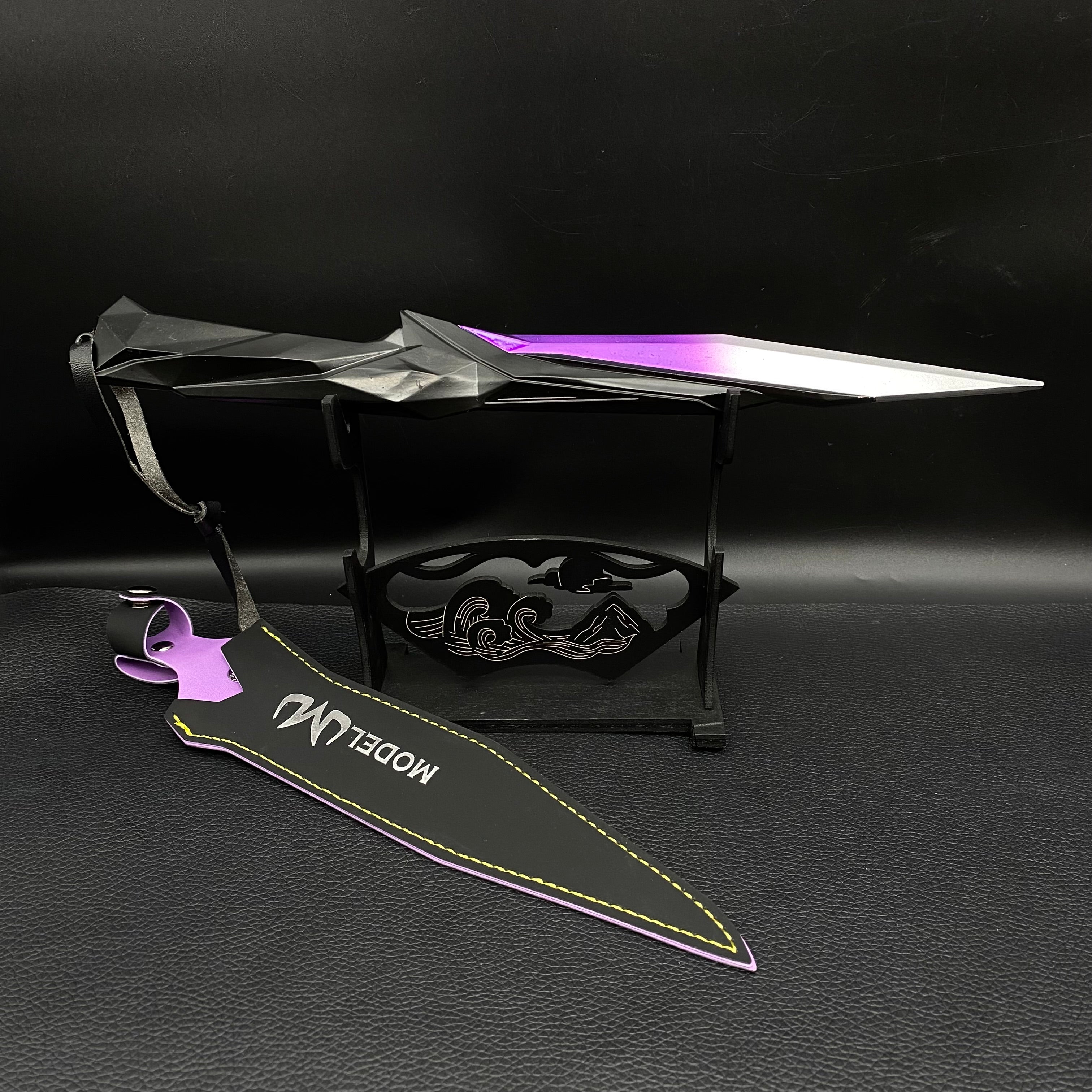 28CM Metal Singularity Knife Purple Replica With Stand A - Tophatter Daily Deals