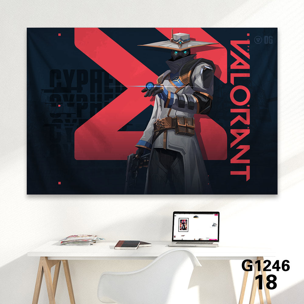 Customized Soft Hot Game Characters Tapestry Wall Arts Gamers Room Decor Cypher 海报、印刷品与视觉艺术品 - Tophatter Daily Deals
