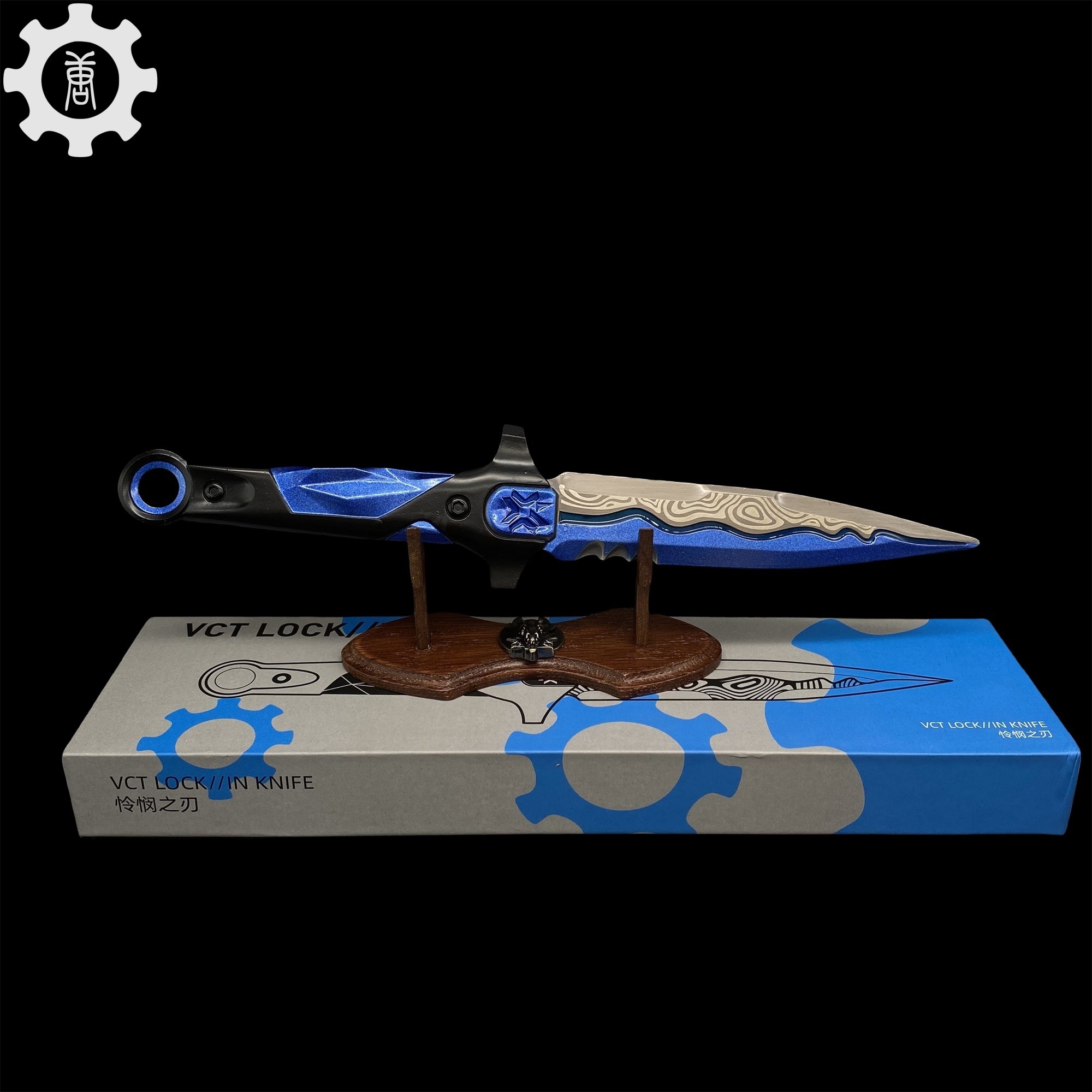 New Version Metal VCT Knife Life Size Most Accurate Replica Blue & Oak Wood Stand weapon fan art - Tophatter Daily Deals