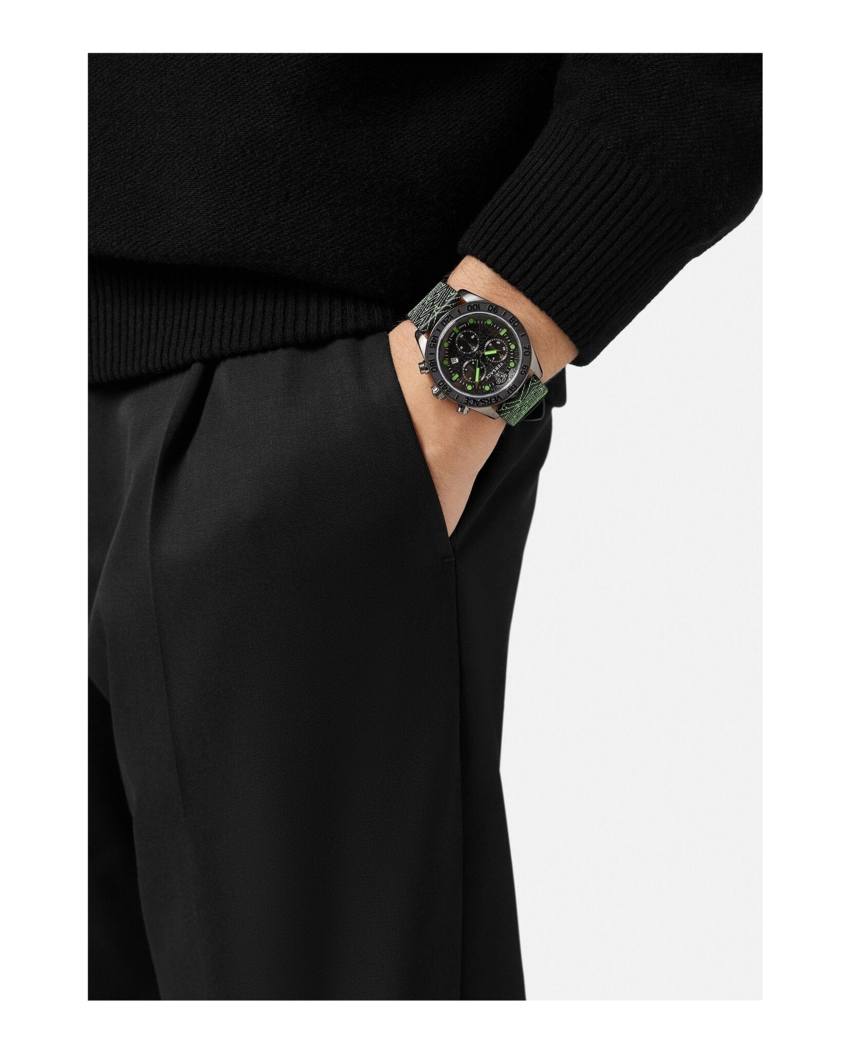 Versace Greca Dome Chrono Leather Watch Watches - Tophatter Daily Deals