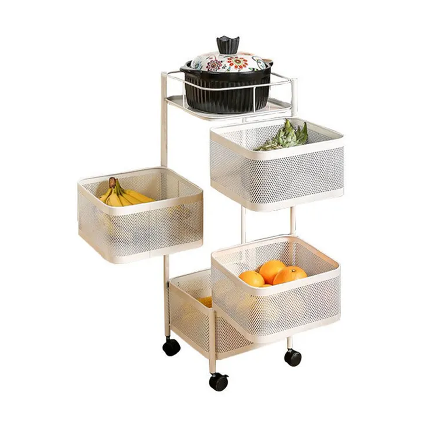 Vegetable Storage Rack – 6-Tier Metal Organizer Stand Shelf with Wheels for Kitchen or Pantry Kitchen - Tophatter Daily Deals