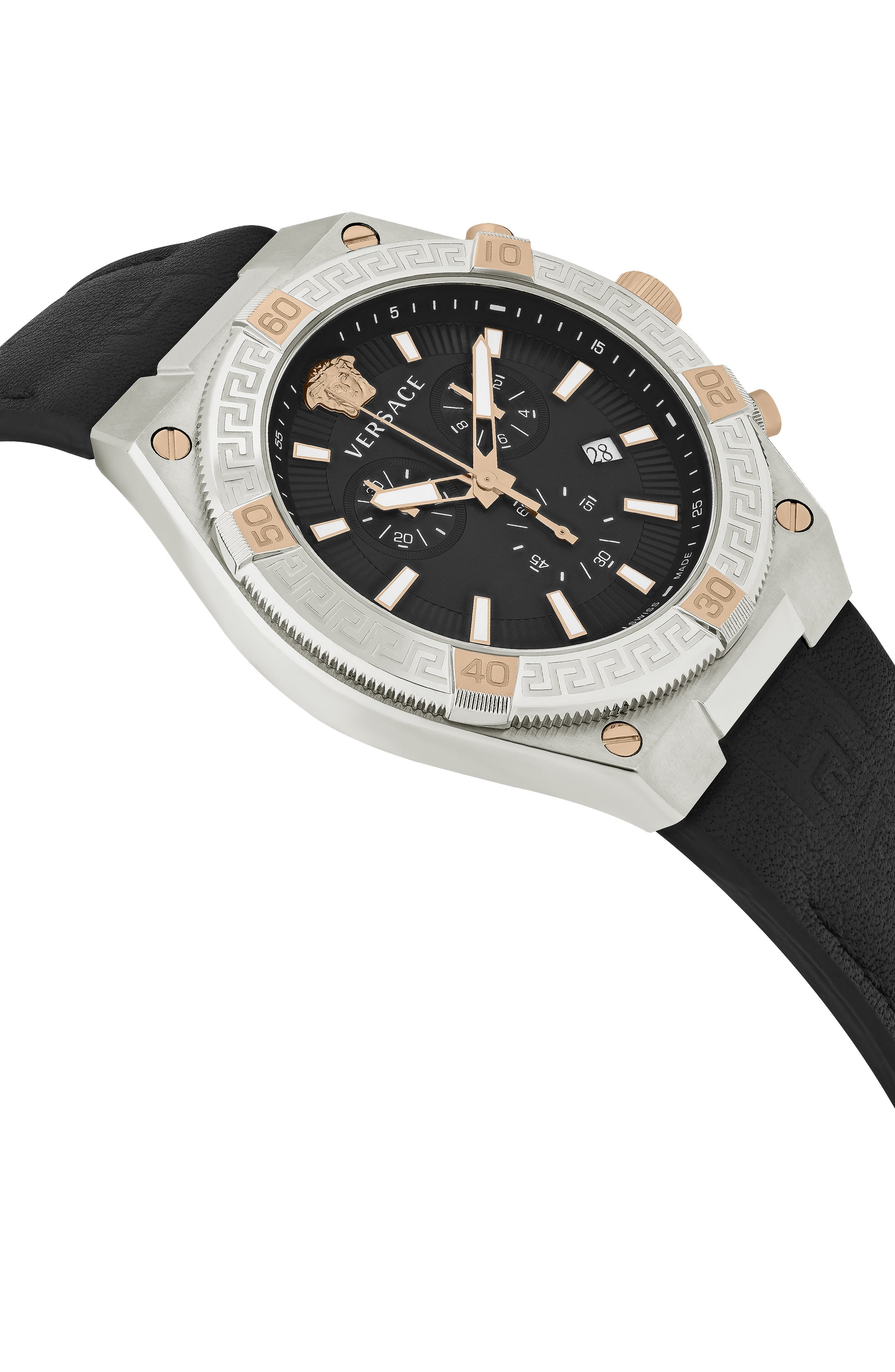 Versace V-Sporty Greca Leather Watch Watches - Tophatter Daily Deals