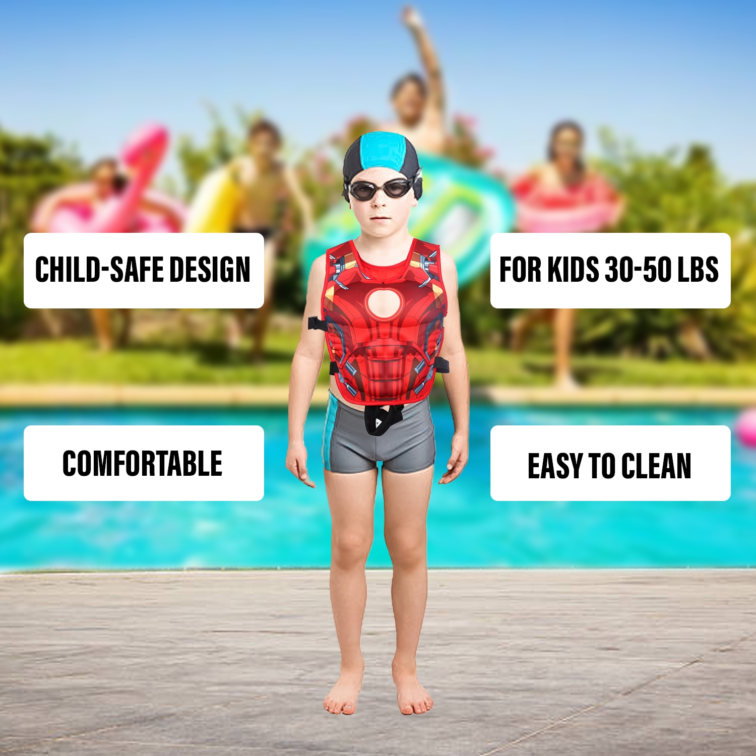 Swimming Float Vest – Kids Learn-to-Swim Safety Jacket with Adjustable Straps Buoyancy Aid Jacket Floats & Inflatables - Tophatter Daily Deals