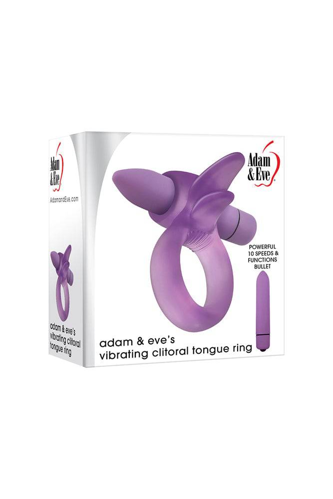 Adam & Eve - Vibrating Clitoral Tongue Cock Ring - Purple Sex Toy - Tophatter Daily Deals