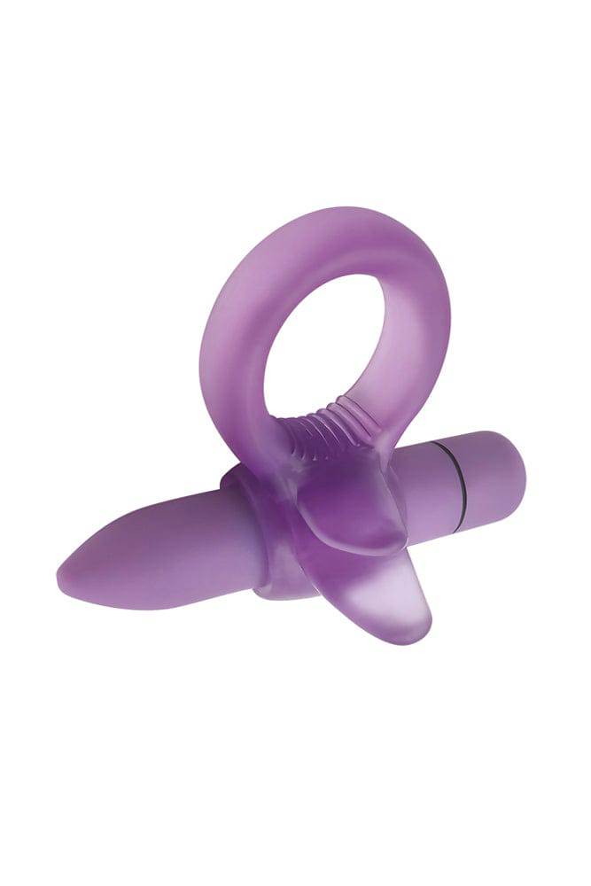 Adam & Eve - Vibrating Clitoral Tongue Cock Ring - Purple Sex Toy - Tophatter Daily Deals