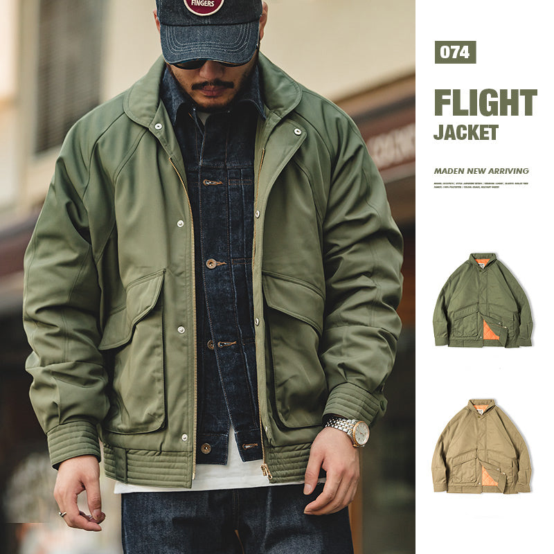 Vintage Bomber Jacket Thickened Warm Cotton Pocket Coats Men's Clothing - Tophatter Daily Deals