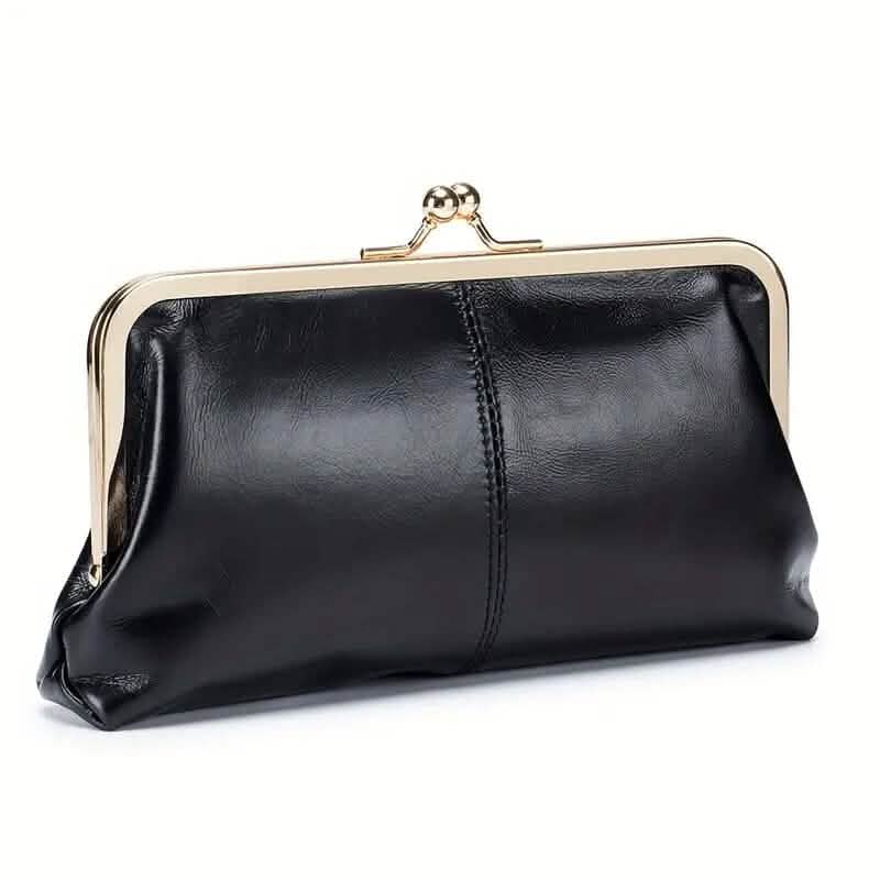 Vintage Chic Leather Clutch Lady Purse Black Handbags & Wallets - Tophatter Daily Deals