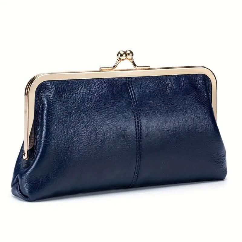 Vintage Chic Leather Clutch Lady Purse Dark Blue Handbags & Wallets - Tophatter Daily Deals
