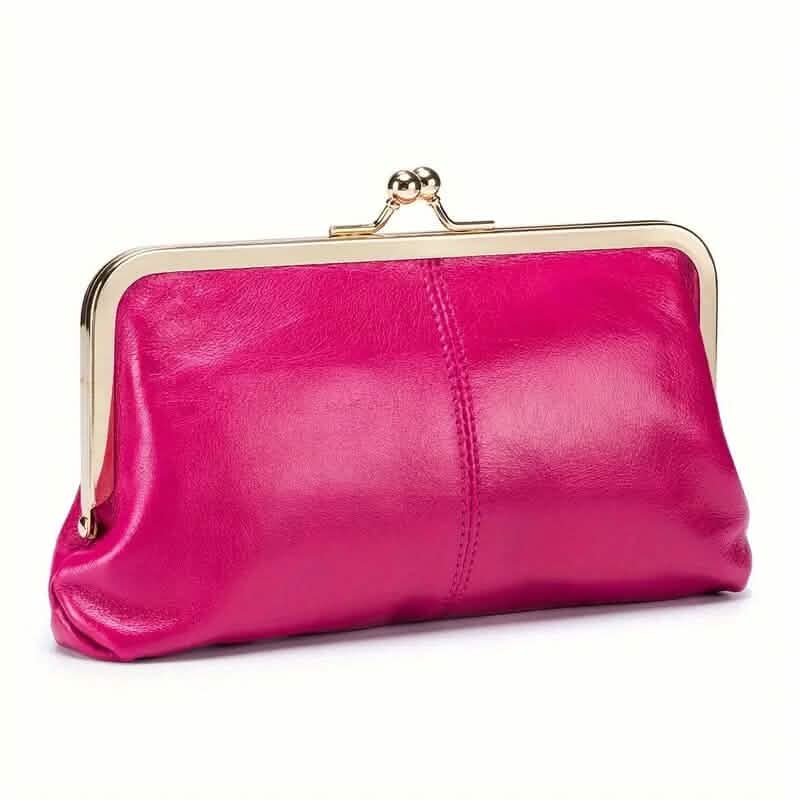 Vintage Chic Leather Clutch Lady Purse Rose Red Handbags & Wallets - Tophatter Daily Deals