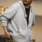 Vintage Gray Waffle Hoodies for Men Hooded Sweatshirts Gray Men Jackets - Tophatter Daily Deals