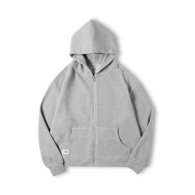 Vintage Gray Waffle Hoodies for Men Hooded Sweatshirts Men Jackets - Tophatter Daily Deals