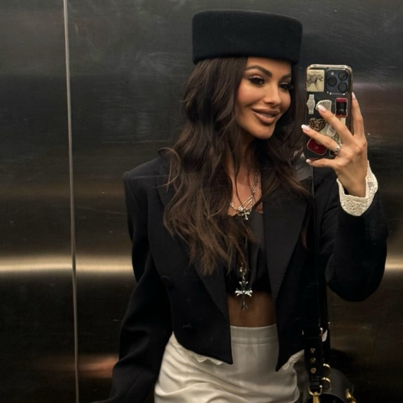 Vintage Hard Top Flat Fedoras Hats Wool Felt Berets Black Cap - Tophatter Daily Deals