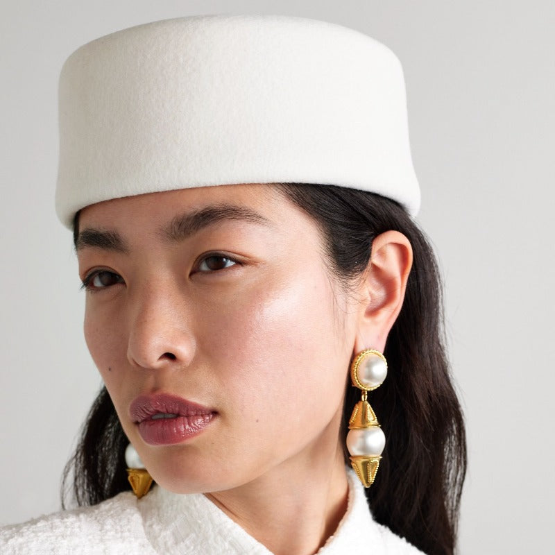 Vintage Hard Top Flat Fedoras Hats Wool Felt Berets White Cap - Tophatter Daily Deals