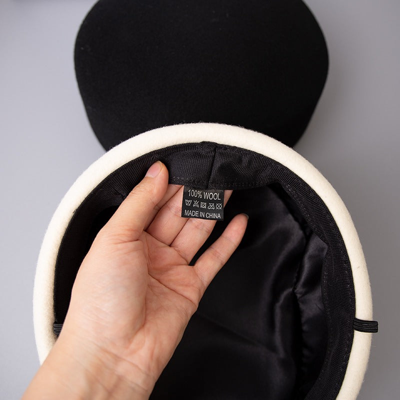 Vintage Hard Top Flat Fedoras Hats Wool Felt Berets Cap - Tophatter Daily Deals