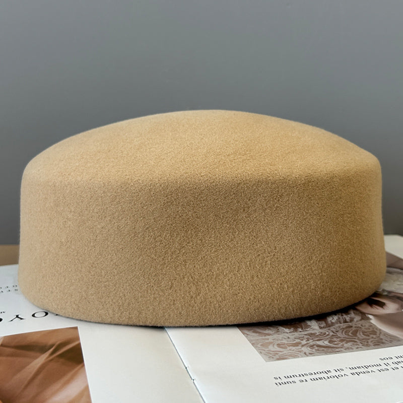 Vintage Hard Top Flat Fedoras Hats Wool Felt Berets Camel Cap - Tophatter Daily Deals