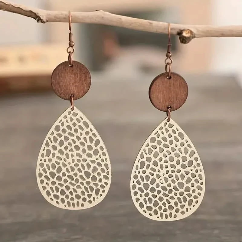 Vintage Hollow Leaf Shape PU Leather Earrings Earrings - Tophatter Daily Deals