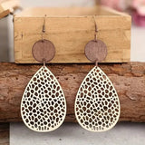 Vintage Hollow Leaf Shape PU Leather Earrings Earrings - Tophatter Daily Deals