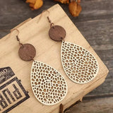 Vintage Hollow Leaf Shape PU Leather Earrings Earrings - Tophatter Daily Deals