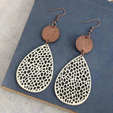 Vintage Hollow Leaf Shape PU Leather Earrings Earrings - Tophatter Daily Deals