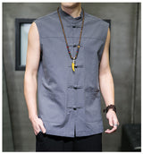 Vintage Linen Vests Mens Sleeveless Cardigan Blouse men - Tophatter Daily Deals