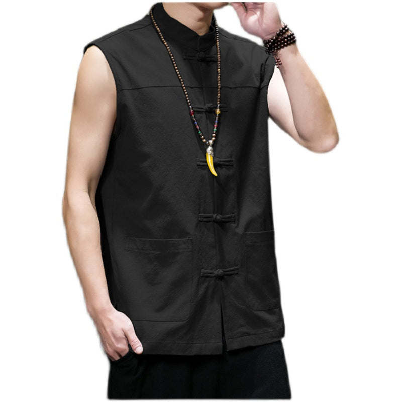 Vintage Linen Vests Mens Sleeveless Cardigan Blouse men - Tophatter Daily Deals