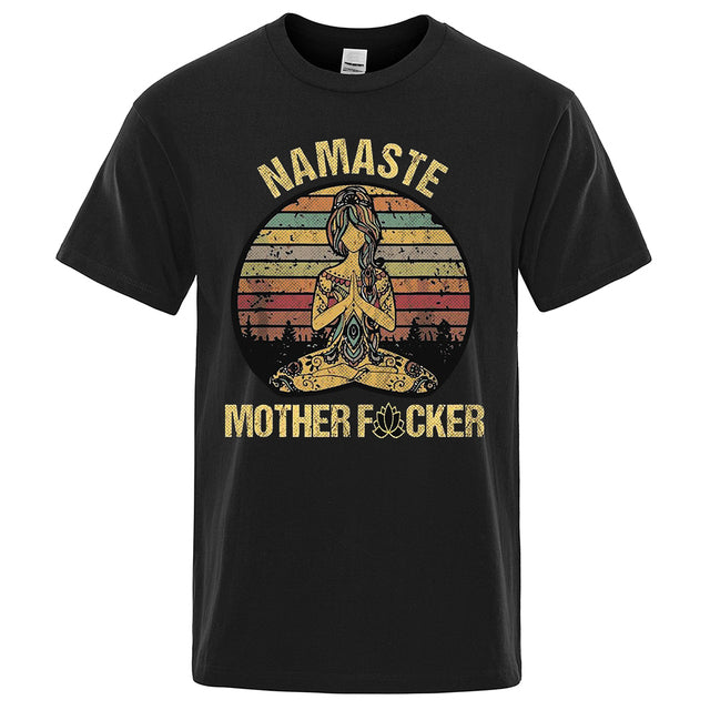 Vintage Namaste Cotton T-shirt Black Tee - Tophatter Daily Deals
