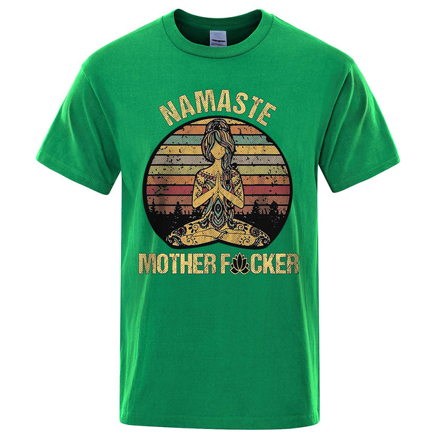 Vintage Namaste Cotton T-shirt Green Tee - Tophatter Daily Deals