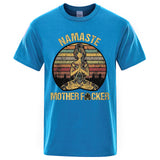 Vintage Namaste Cotton T-shirt Light Blue Tee - Tophatter Daily Deals