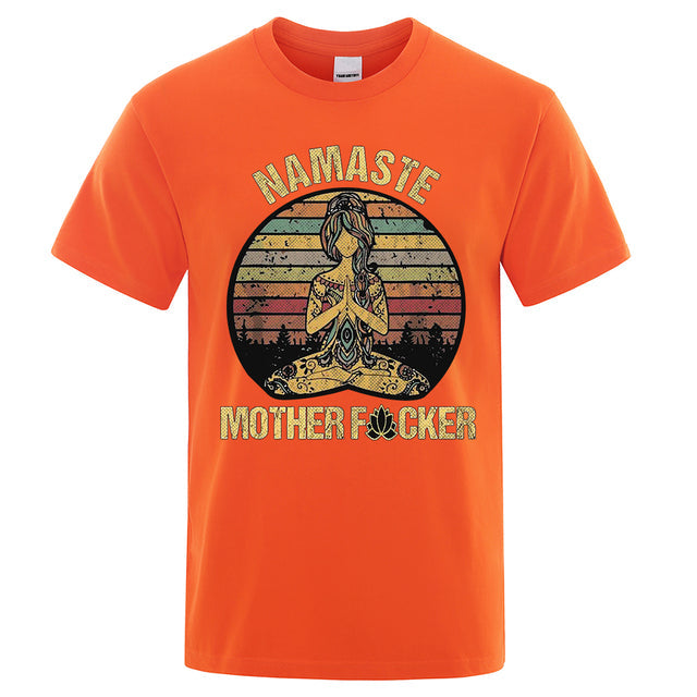 Vintage Namaste Cotton T-shirt Orange Tee - Tophatter Daily Deals